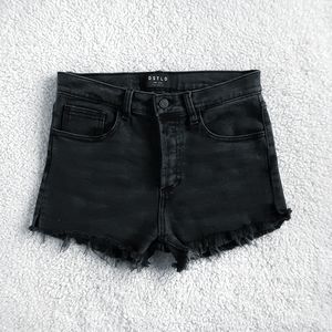 DSTLD Black High Rise Button Fly Cut Off Denim Shorts Size 28 / 26